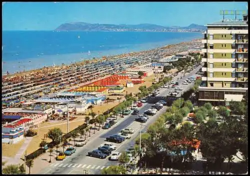 Cartoline Riccione Panorama-Ansicht mit Strand 1975