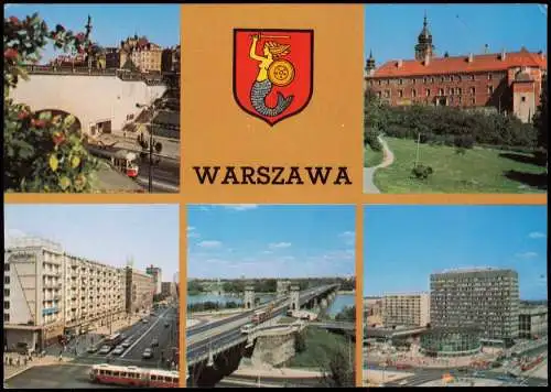 Postcard Warschau Warszawa Mehrbildkarte mit Stadtteilansichten 1978