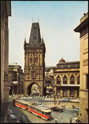 Prag Praha Ortsansicht mit Pulverturm und Tram Straßenbahn 1975