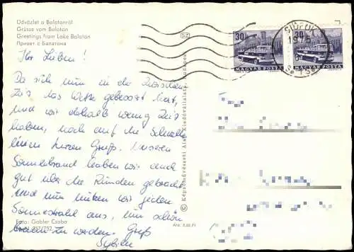 Postcard .Ungarn Greetings from Lake Balaton Grüsse vom Balaton 1975