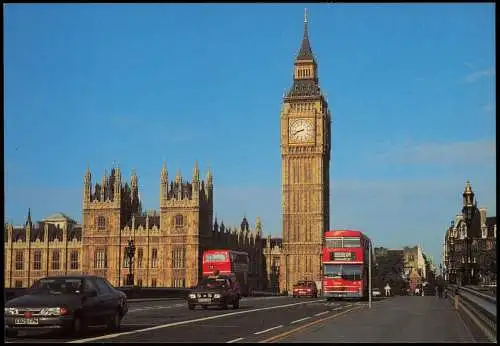 Postcard London Westminster Bridge and Houses of Parliament 1980