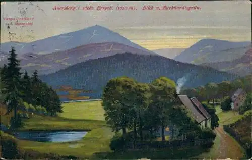 Auersberg (Erzgebirge) Blick v. Burkhardtsgrün. Erzgebirge Stimmungsbild 1928