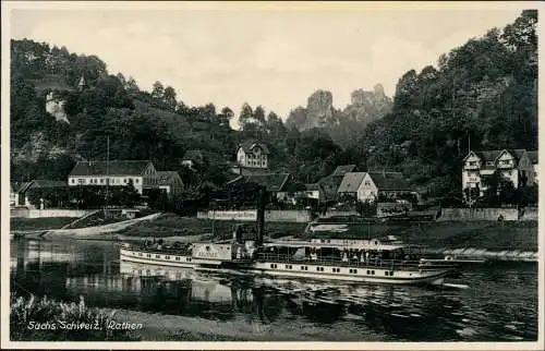 Ansichtskarte Rathen Stadt Elbdampfer Sachsen 1929