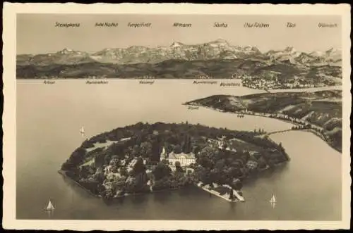 Ansichtskarte Konstanz Luftbild Insel Mainau 1930