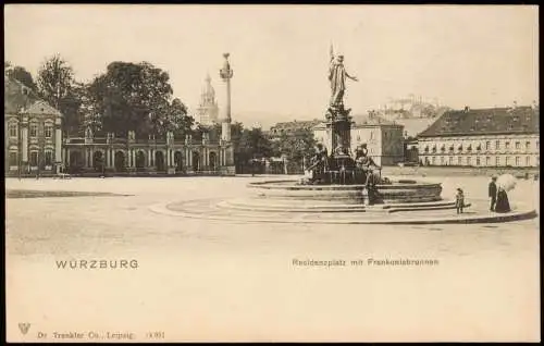 Würzburg Residenzschloß Residenzplatz mit Frankoniabrunnen 1900