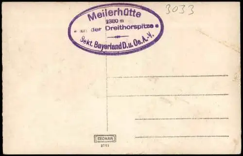 Ansichtskarte .Bayern Musterstein Meilerhütte an der Dreithorspitze 1920