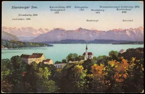 Ansichtskarte Starnberg Starnberger See Panorama Blick 1921