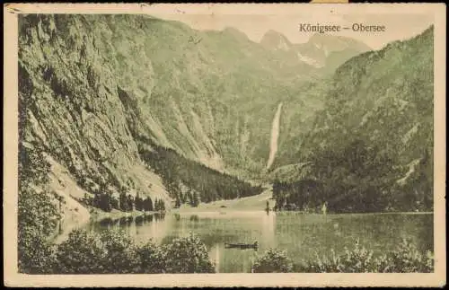 Ansichtskarte  Bayern  Königssee  Obersee 1925 Inflations-Zudruck "2 Millionen"