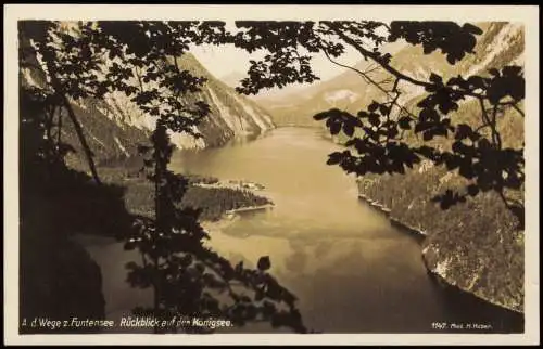 Ansichtskarte .Bayern Weg z. Funtensee Rückblick auf den Königsee 1933