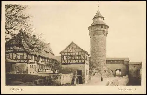 Ansichtskarte Nürnberg Burg Teilansicht Tiefer Brunnen 1925