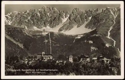 Ansichtskarte Innsbruck Hungerburg mit Nordkettenbahn. 1939