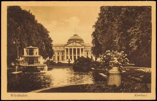 Ansichtskarte Wiesbaden Kurhaus - Springbrunnen 1928