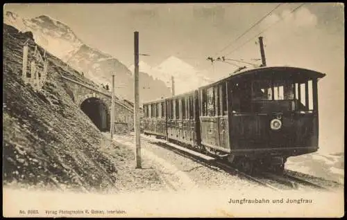 Ansichtskarte Lauterbrunnen Jungfraubahn und Jungfrau 1912