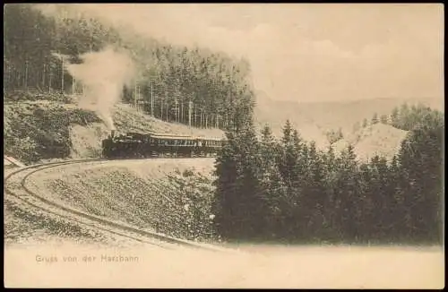 Ansichtskarte  Harzquerbahn / Harzbahn Dampflokomotive 1911