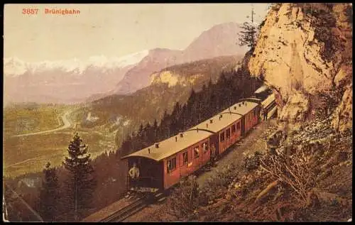 Ansichtskarte Brünig BE-Meiringen Brünigbahn im Gebirge 1912