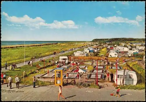 Ansichtskarte Sahlenburg-Cuxhaven Campingplatz, Wohnwagen, Telefonzelle 1971