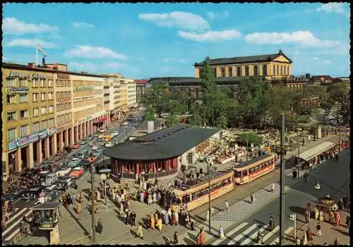 Ansichtskarte Hannover Café am Kröpcke mit Opernhaus und Straßenbahn 1970