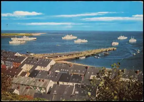 Helgoland (Insel) Panorama-Ansicht, Reede mit Seebäder-Schiffen 1970