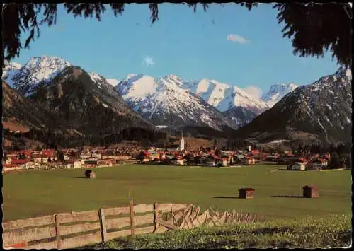 Oberstdorf (Allgäu) Panorama-Ansicht mit Blick zu den Alpen Bergen 1973