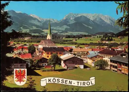 Kössen (Tirol) Panorama-Ansicht Blick auf Zahmen und Wilden Kaiser 1980