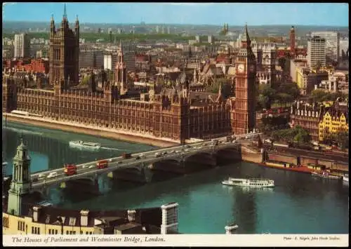 Postcard London The Houses of Parliament and Westminster Bridge 1976