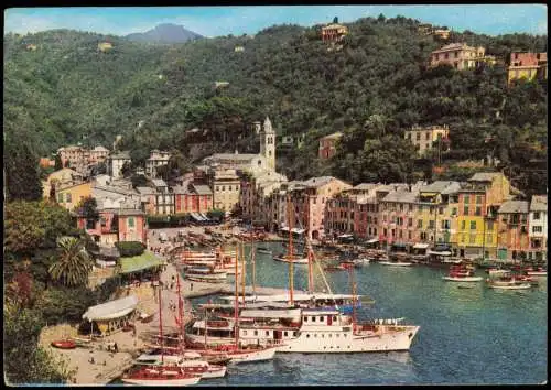 Cartoline Portofino Panorama, Blick auf den Hafen 1966