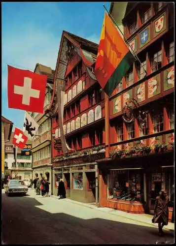 Ansichtskarte Appenzell (CH) Strassen Ansicht Hauptgasse Geschäfte Auto 1970