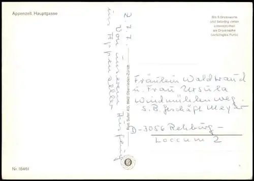 Ansichtskarte Appenzell (CH) Strassen Ansicht Hauptgasse Geschäfte Auto 1970