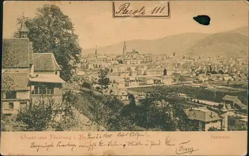 Ansichtskarte Freiburg im Breisgau Haus - Blick auf die Stadt 1900