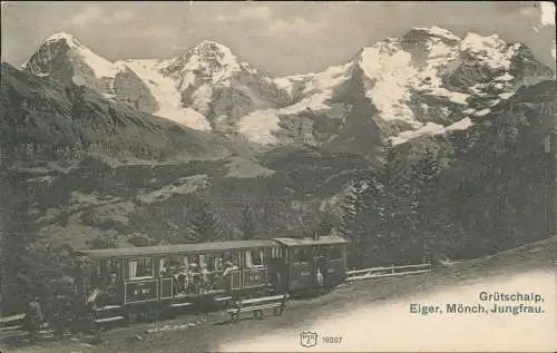 Lauterbrunnen Grütschalp, Eiger, Mönch, Jungfrau. EISENBAHN 1911