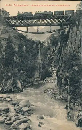 Ansichtskarte Göschenen Gotthardbahn Brücke Dampflokomotive 1911  Schweiz