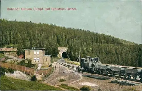 Ansichtskarte Blankenburg (Harz) Bahnhof Braune Sumpf Dampflokomotive 1912