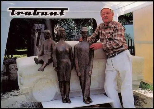 Trabi-Denkmal mit seinem Schöpfer Lichtentanner Künstler Berthold Dietz 1997