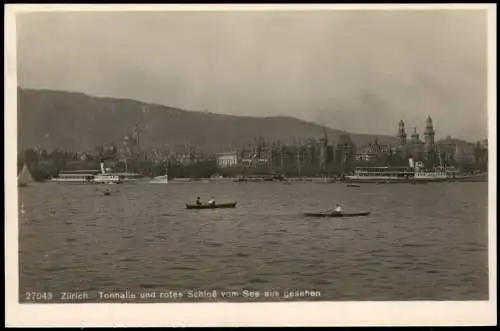 Zürich Panorama-Ansicht Tonhalle und rotes Schloß vom See aus gesehen 1930