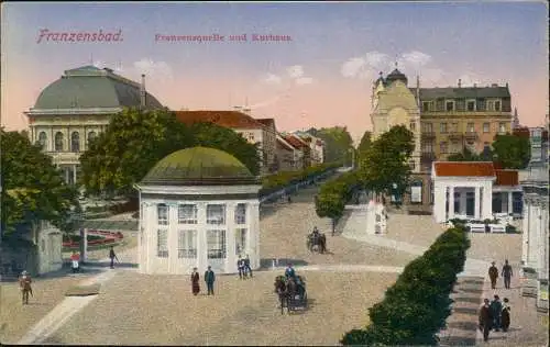 Franzensbad Františkovy Lázně Franzensquelle und Kurhaus. 1918