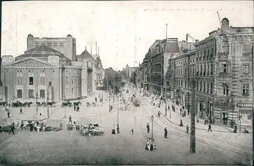 Kattowitz Katowice Friedrichstraße mit Stadttheater Oberschlesien 1918