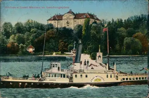 Insel Mainau-Konstanz  Landungsplatz Dampfer Meersburg 1916  gel. Zensurstempel