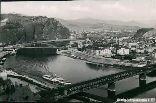 Schreckenstein Elbe Aussig   Ústí nad Labem Stadt, Elbdampfer - Fotokarte 1939