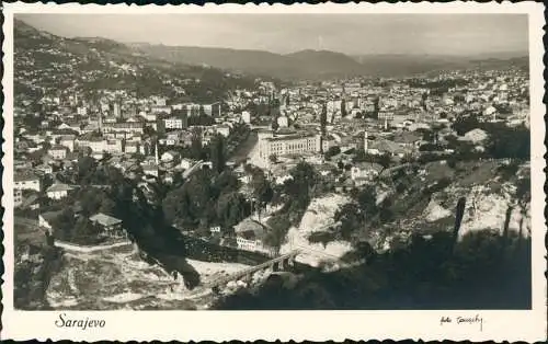 Postcard Sarajevo Blick über die Stadt 1930