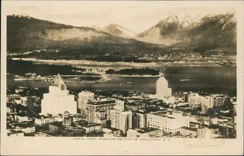 Postcard Vancouver Luftbild Arial View - Business Section 1931