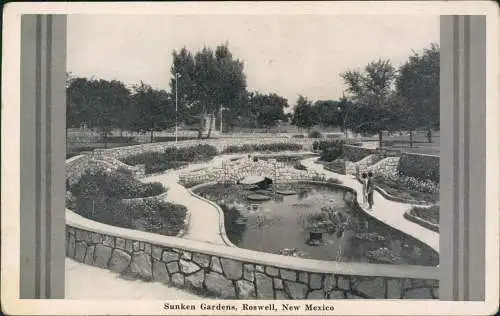 Postcard Roswell (New Mexico) Sunken Gardens 1930  USA