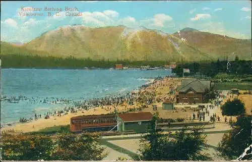 Postcard Vancouver Kitsilano Bathing Beach 1917  Canada