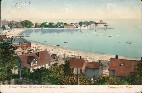 Swampscott Massachusetts Lincoln House Point and Fisherman's Beach. 1912  USA