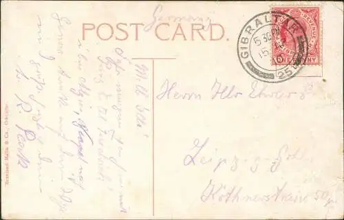 Postcard Gibraltar South Barracks. 1910  gel. Stempel Briefmarke