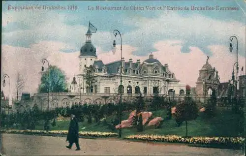 Brüssel Bruxelles Expo Le Restaurant du Chien Vert et l'Entrée de Kerinesse 1910