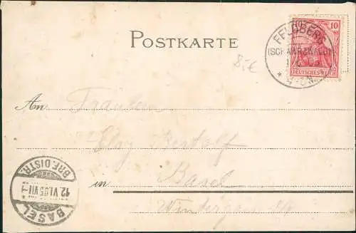 Feldberg Schwarzwald Seebuck mit Bismarckdenkmal Künstlerkarte L. Zorn 1905