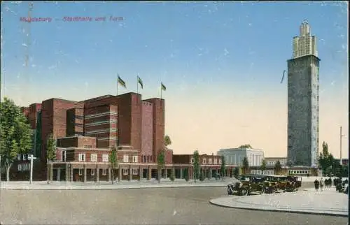 Ansichtskarte Magdeburg Stadthalle und Turm 1931