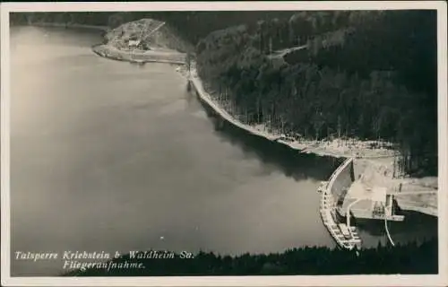 Ansichtskarte Lauenhain-Mittweida Luftbild Talsperre Kriebstein 1930