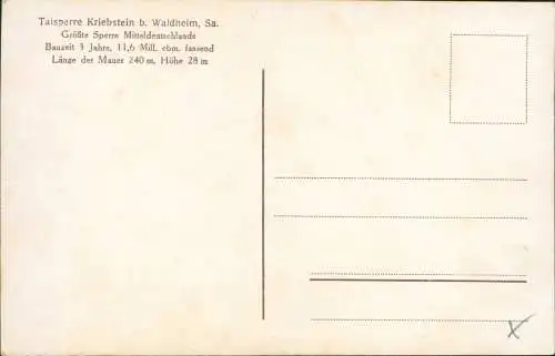 Ansichtskarte Lauenhain-Mittweida Luftbild Talsperre Kriebstein 1930