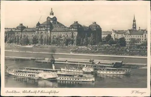 Ansichtskarte Dresden Blick auf das Königsufer Elbdampfer 1938